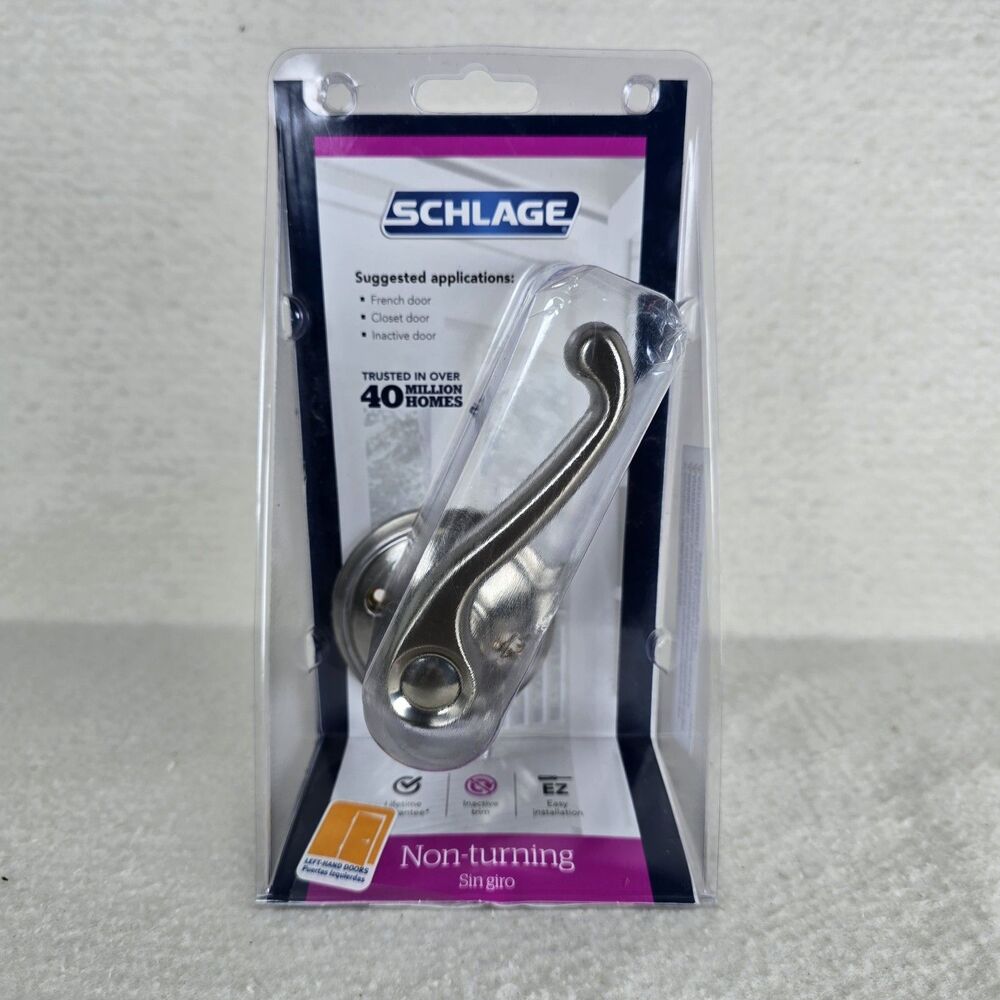 Schlage Flair Satin Nickel Left-Hand F170 V SAC 619 LH Dummy Closet Door Handle